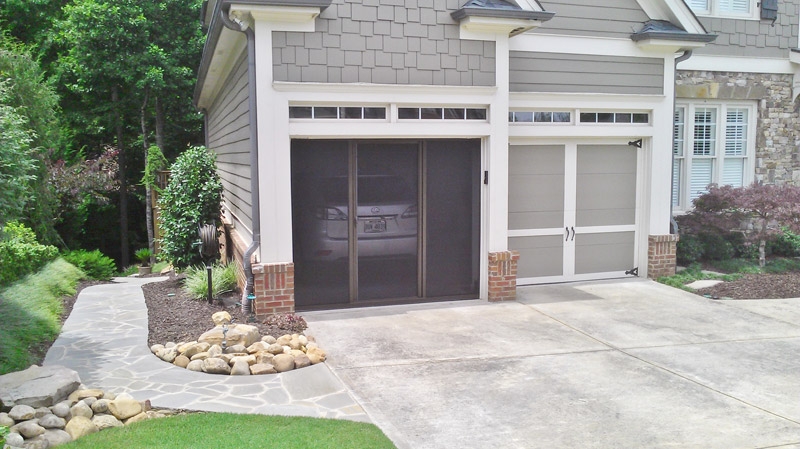 Lifestyle Garage Door Screen in Brownstone
